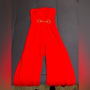 Red Romper with Gold buckle | Size Small women